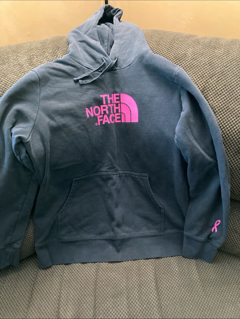 The North Face Black Pullover Hoodie with Pink Logo  women’s XL
